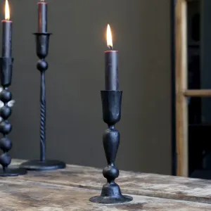 Decorative Black Iron Candlestick - 16cm