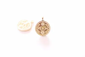 Evil Eye Wholesale Round Circle Disc Charm - Eye of Ra Yoga Ohm Meditation Hamsa HarperCrown Pendants B266