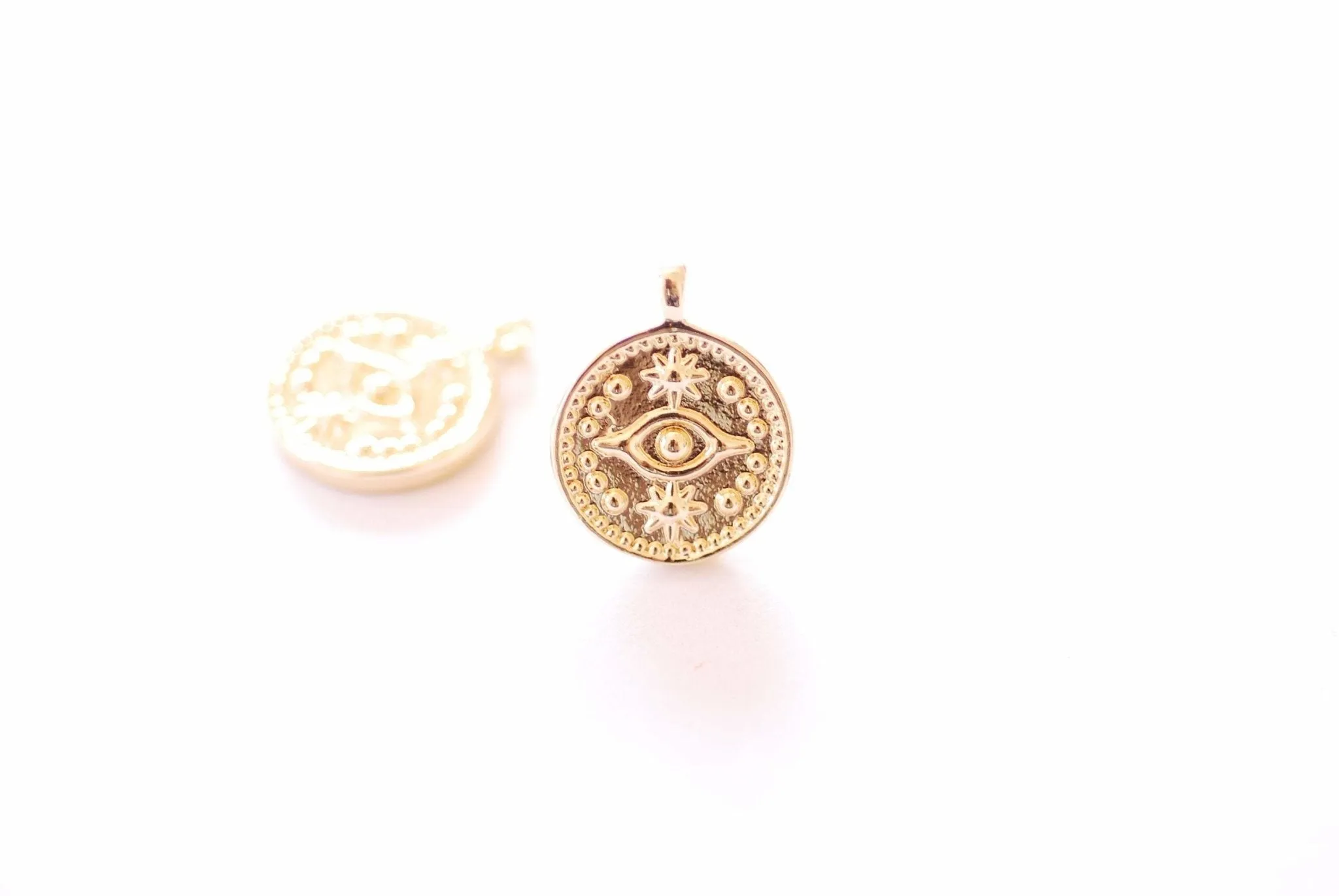 Evil Eye Wholesale Round Circle Disc Charm - Eye of Ra Yoga Ohm Meditation Hamsa HarperCrown Pendants B266