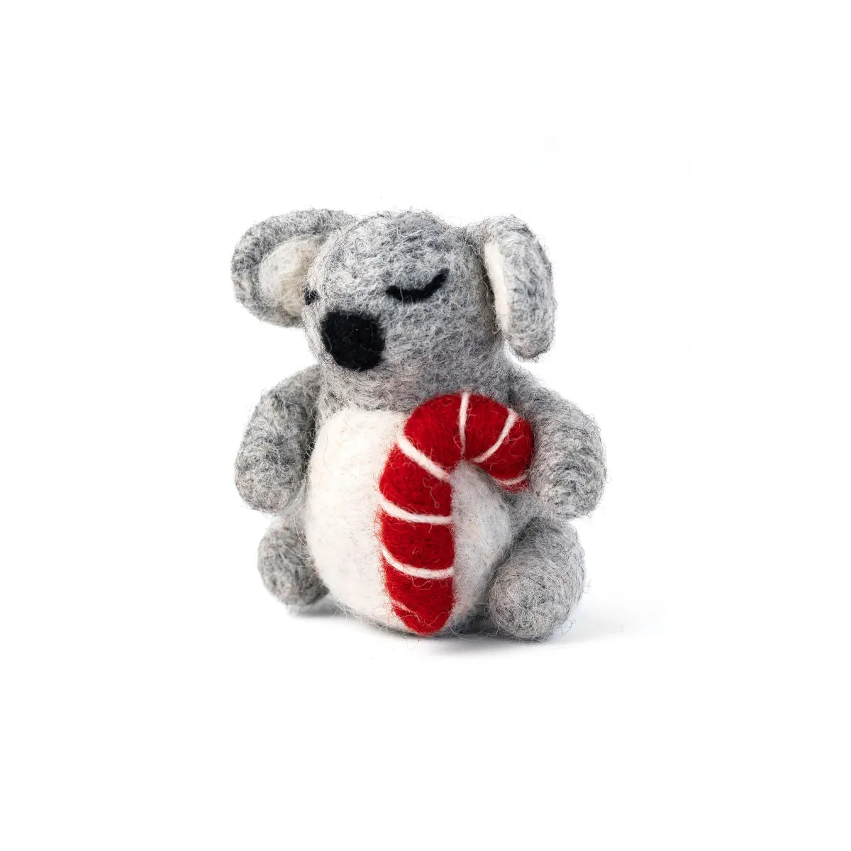 Felt Koala Candy Cane Christmas Ornament