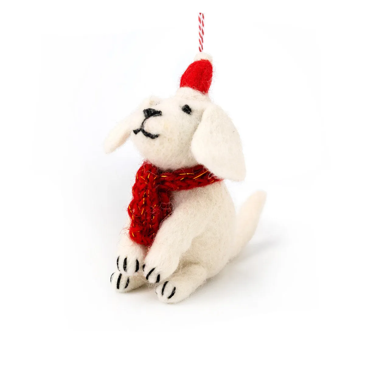 Felt Snowy Dog Christmas Ornament