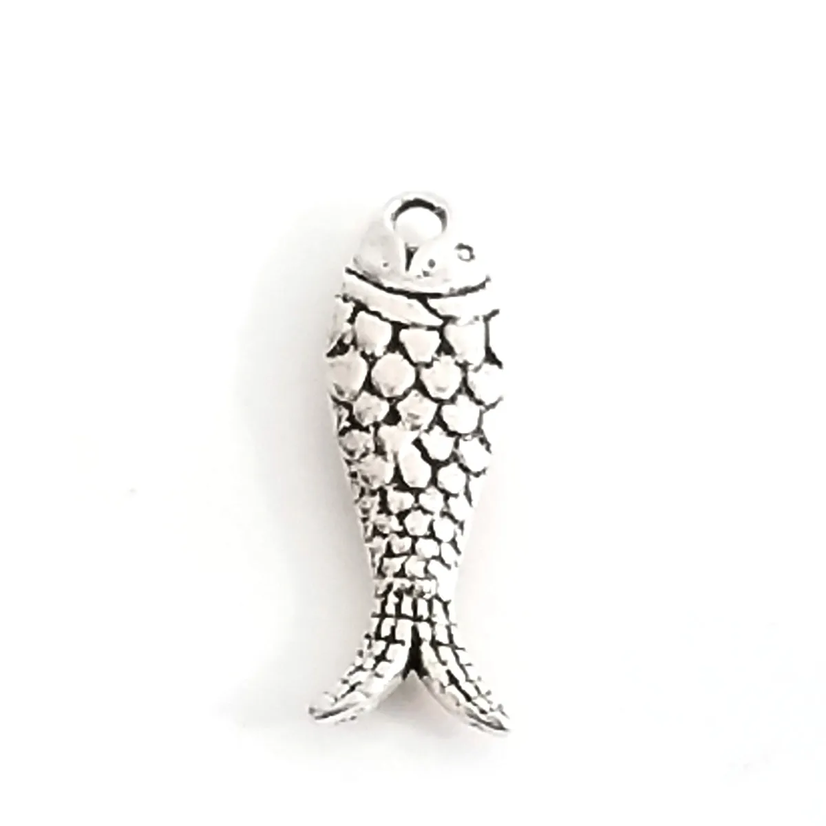 Fish Charms, Nautical Silver Pewter Pendants, Nickel Free, Lead Free, 3 Dimensional, 24x10mm, Lot Size 20, #1500 CBK