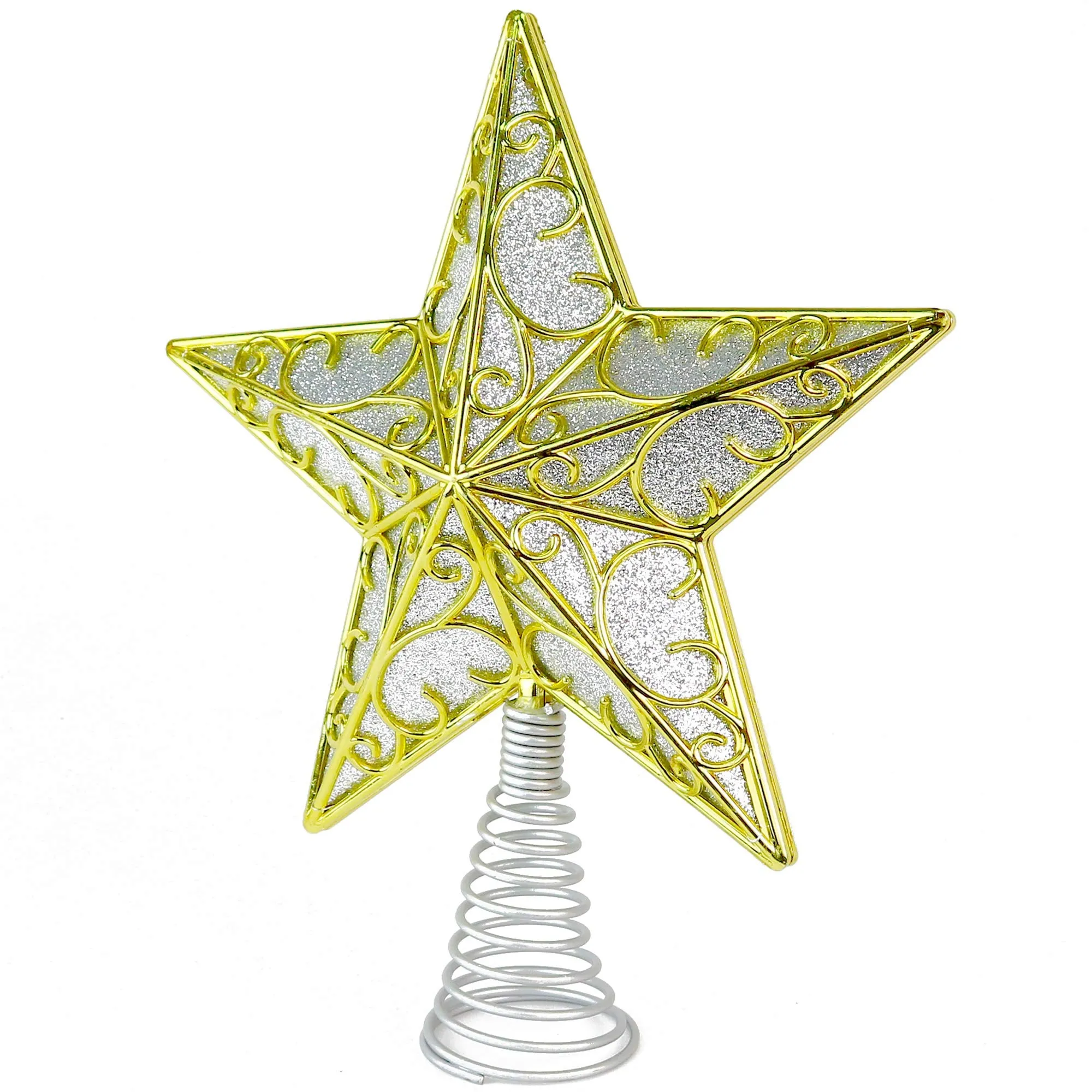 Glitter Star Tree Topper - Christmas Sparkle Filled Metal Bethlehem Star Ornament