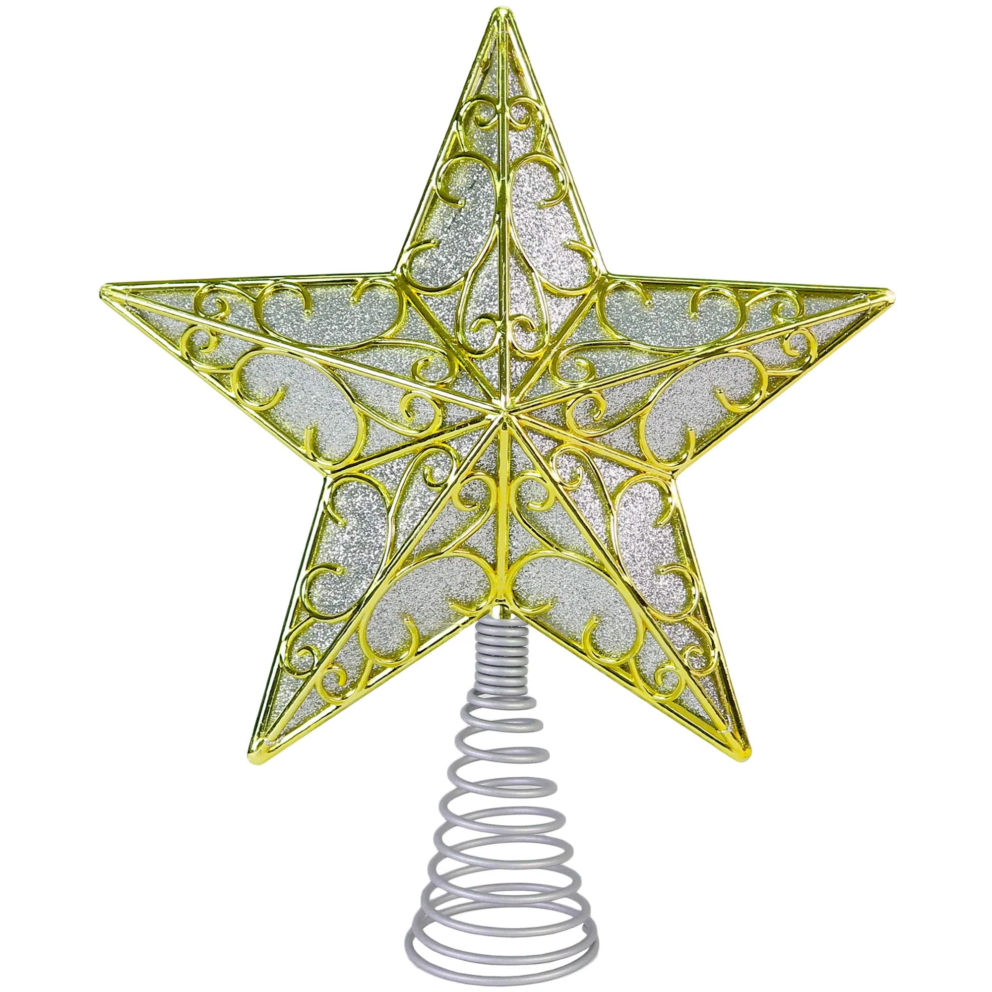 Glitter Star Tree Topper - Christmas Sparkle Filled Metal Bethlehem Star Ornament