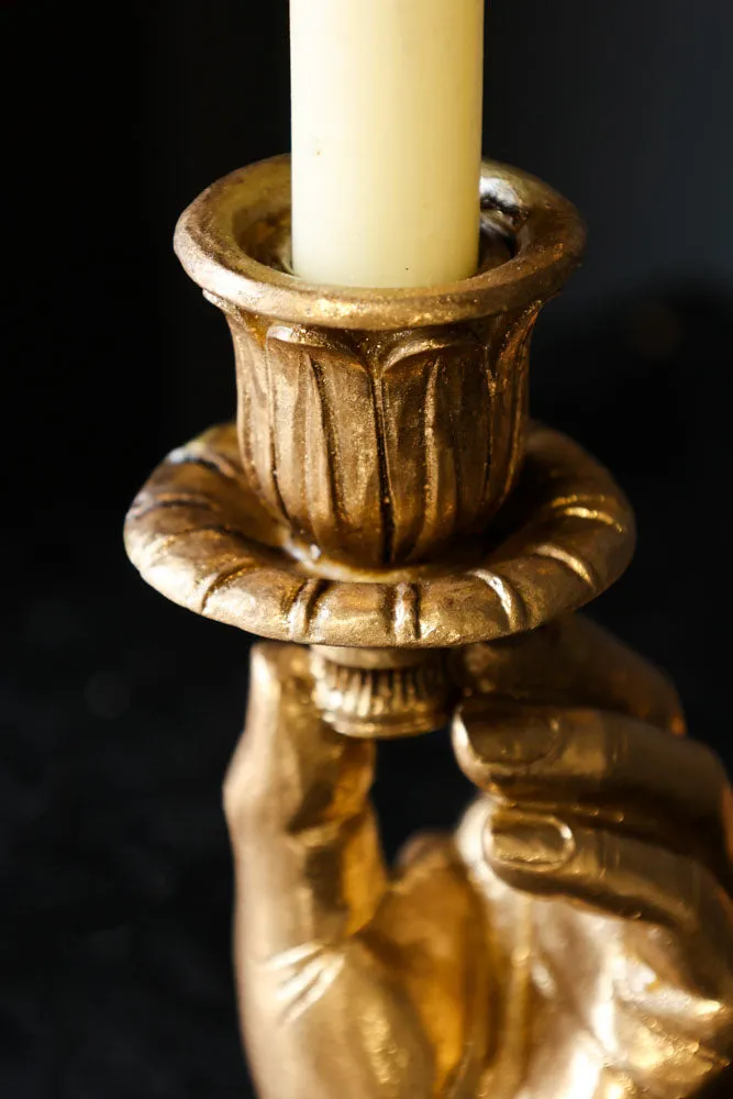 Gold Hand Candlestick Holder