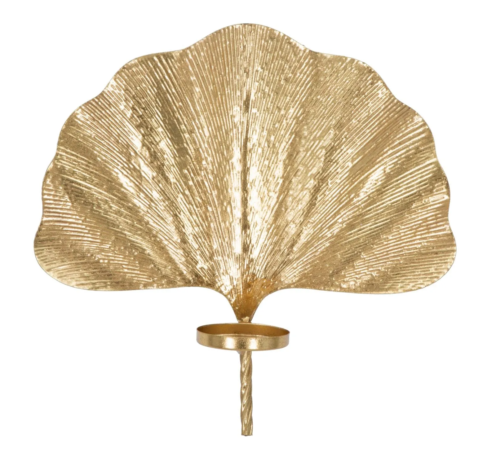 Golden Metal Large Leaf Wall Candle Holder