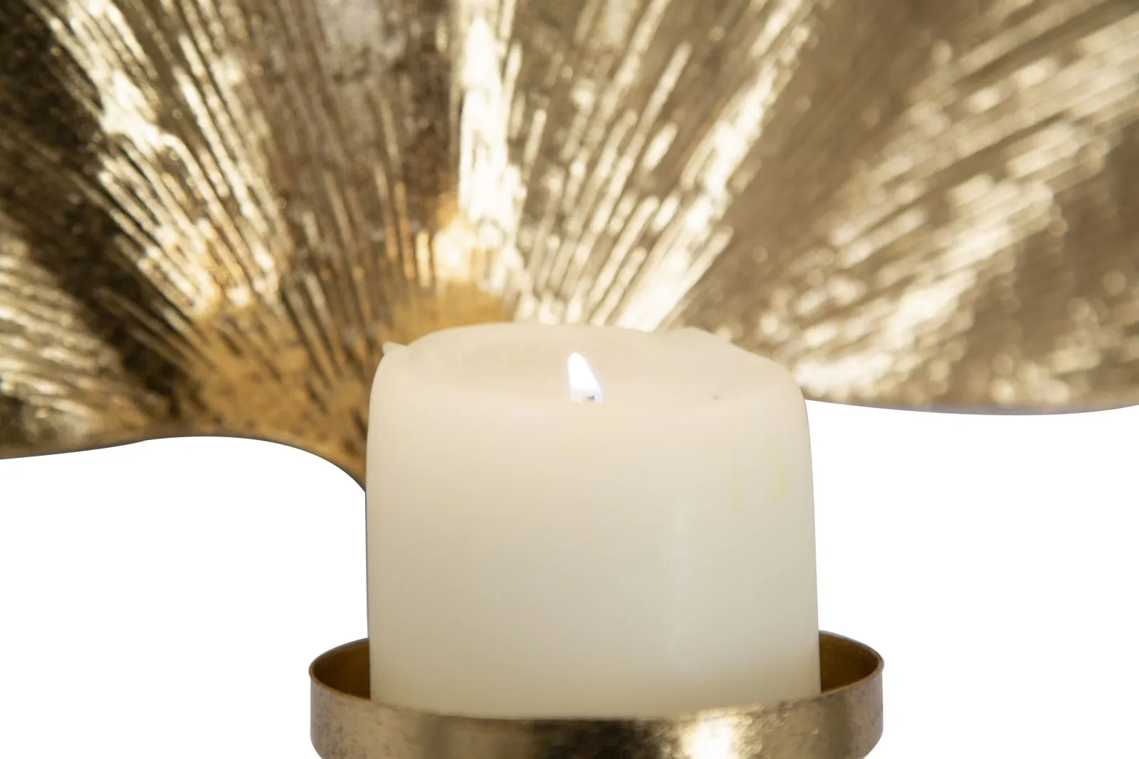 Golden Metal Large Leaf Wall Candle Holder