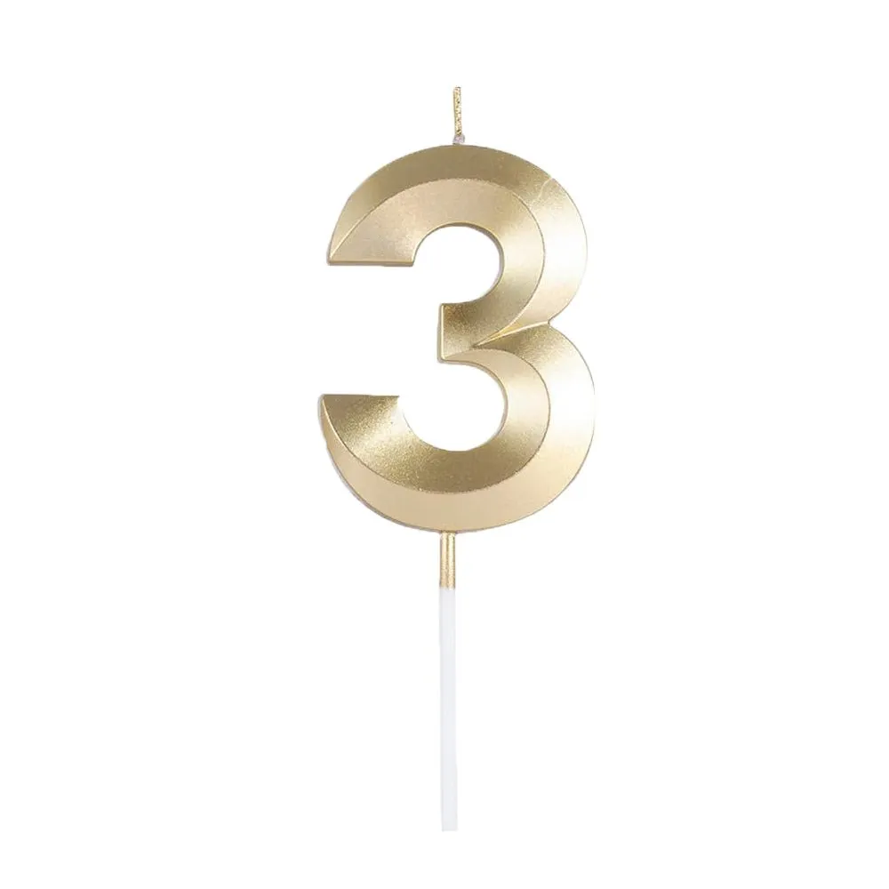 Golden Numeral Birthday Candles for Cake Decoration