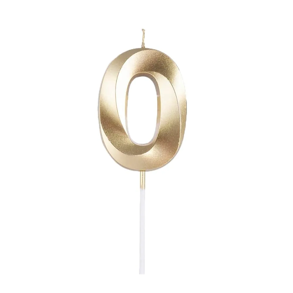 Golden Numeral Birthday Candles for Cake Decoration