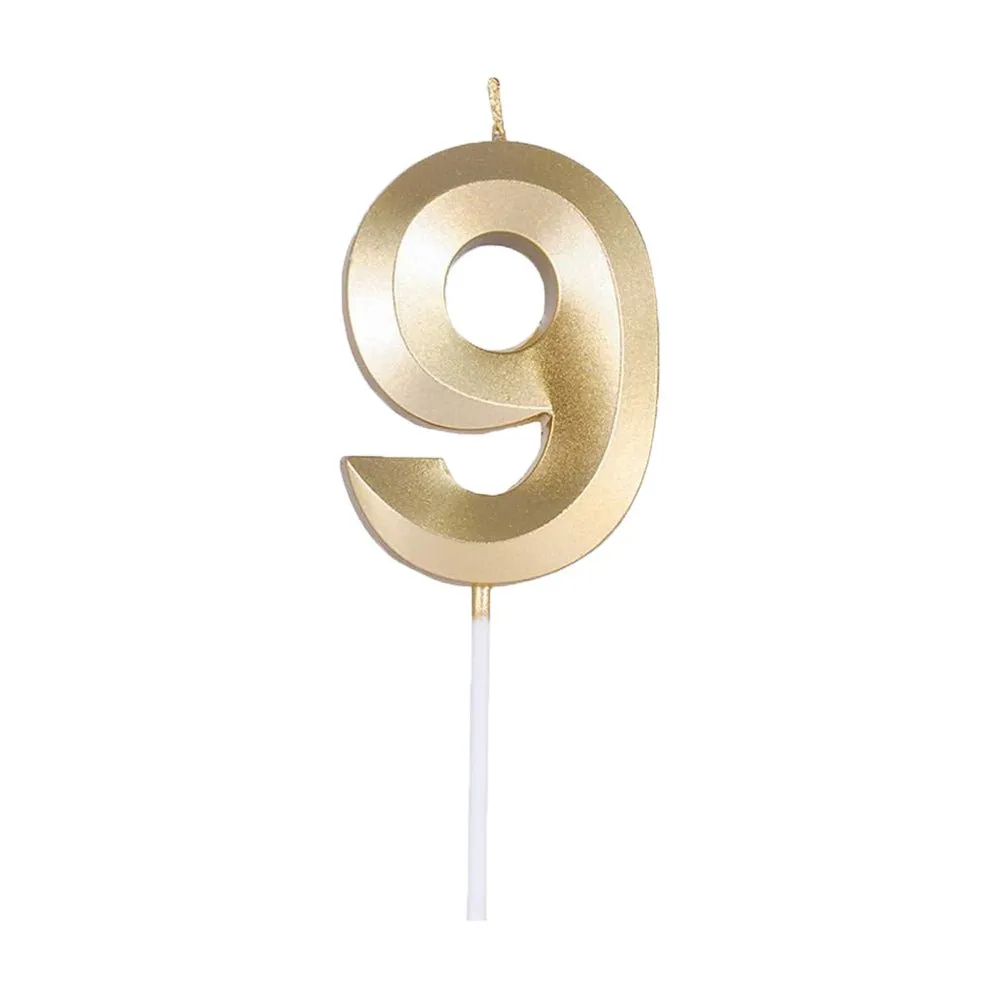 Golden Numeral Birthday Candles for Cake Decoration