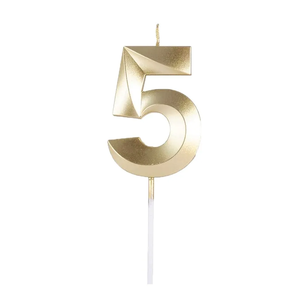 Golden Numeral Birthday Candles for Cake Decoration