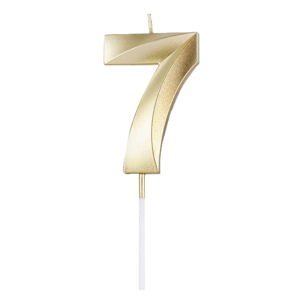 Golden Numeral Birthday Candles for Cake Decoration