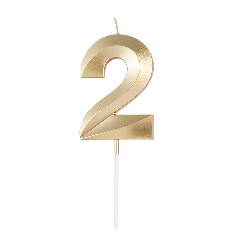 Golden Numeral Birthday Candles for Cake Decoration