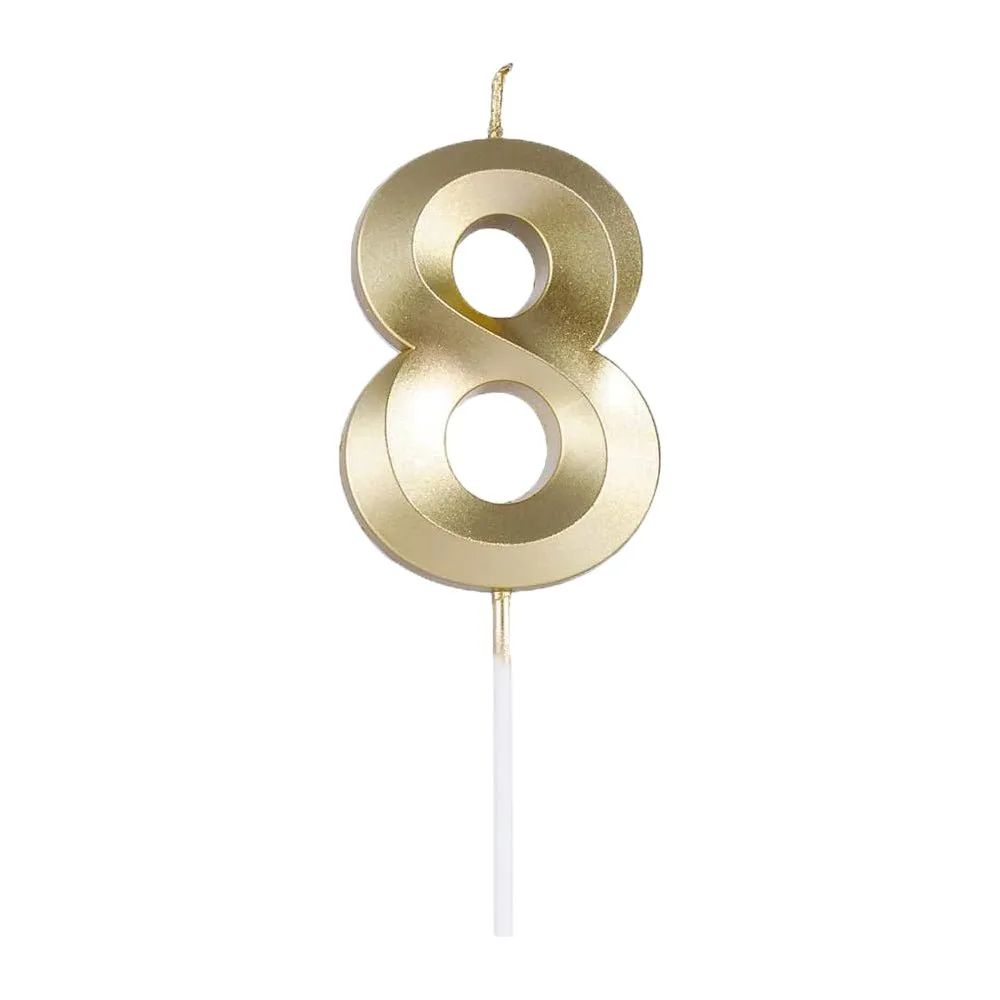 Golden Numeral Birthday Candles for Cake Decoration