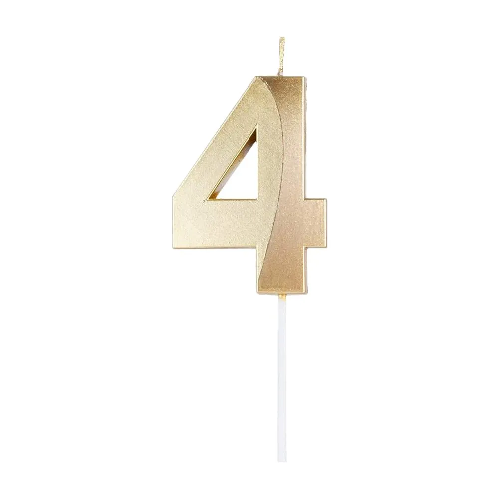 Golden Numeral Birthday Candles for Cake Decoration