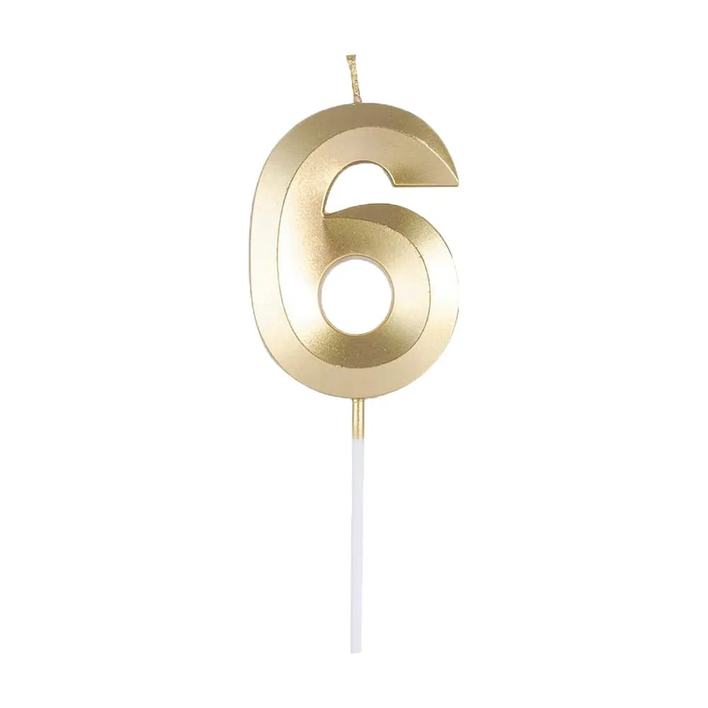 Golden Numeral Birthday Candles for Cake Decoration