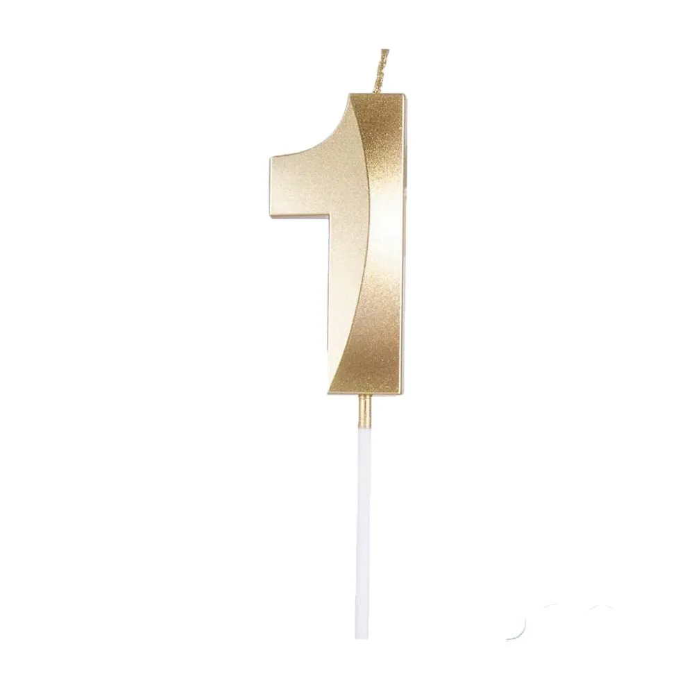 Golden Numeral Birthday Candles for Cake Decoration