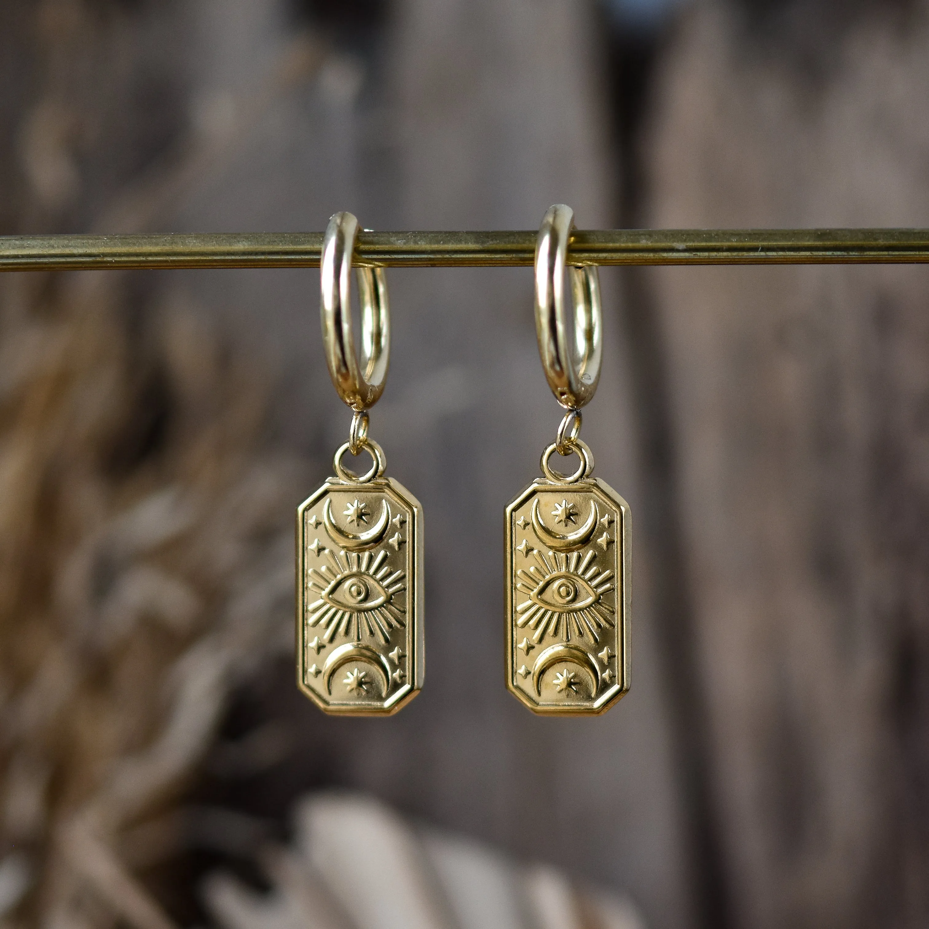 Golden Tarot Huggie Earrings