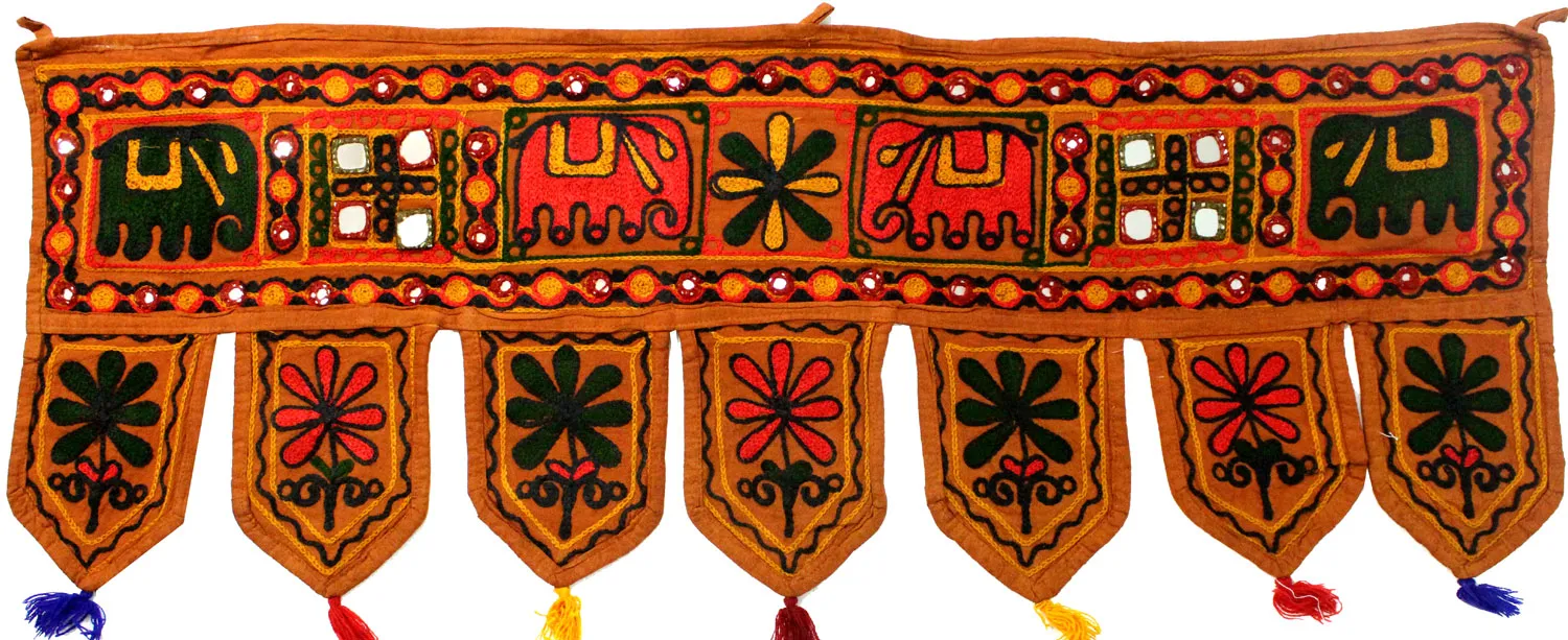 Handmade Toran Indian Door Hanging Decoration India Decor (Brown, 34 x 13  inches)