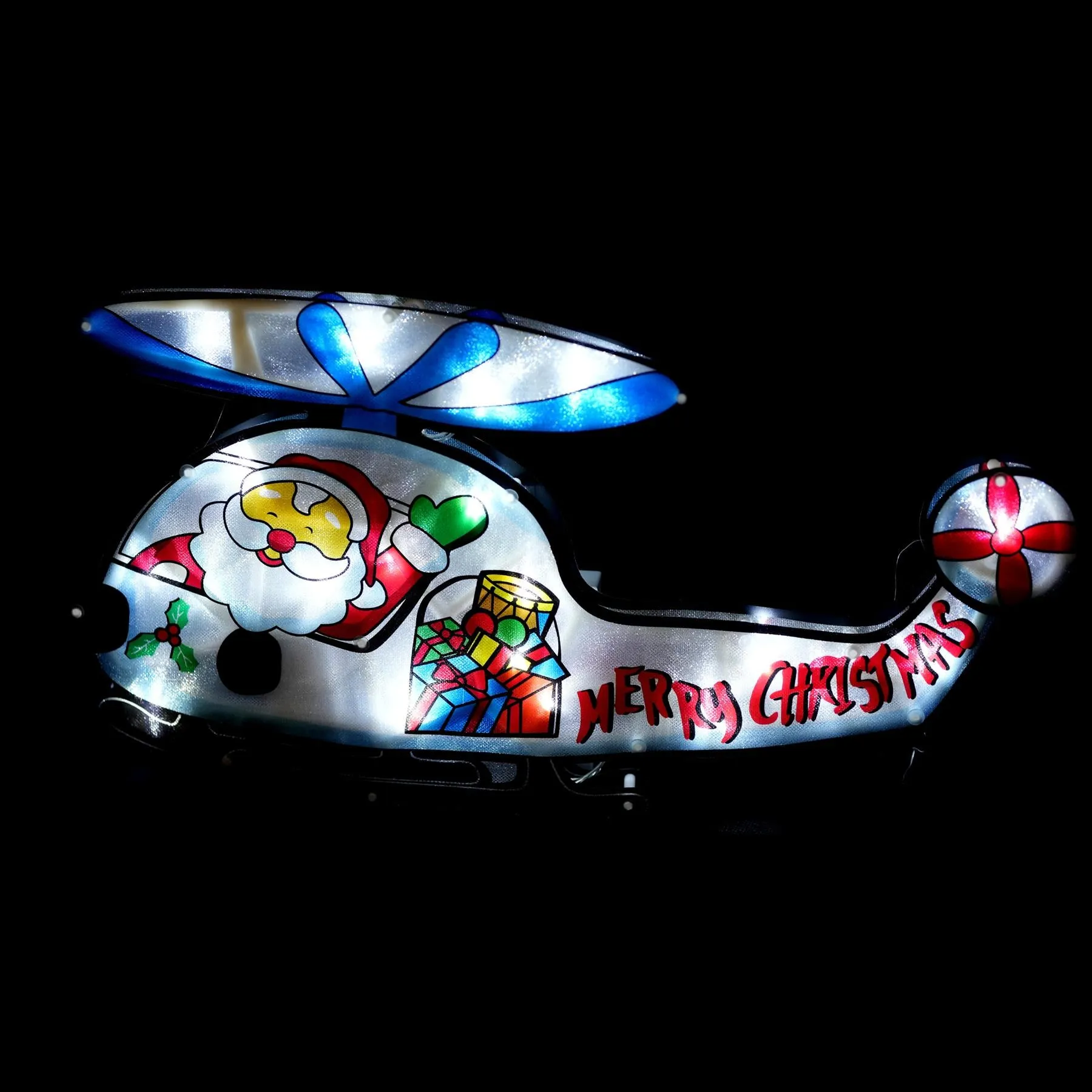 Helicopter Sign Christmas LED Light Silhouette