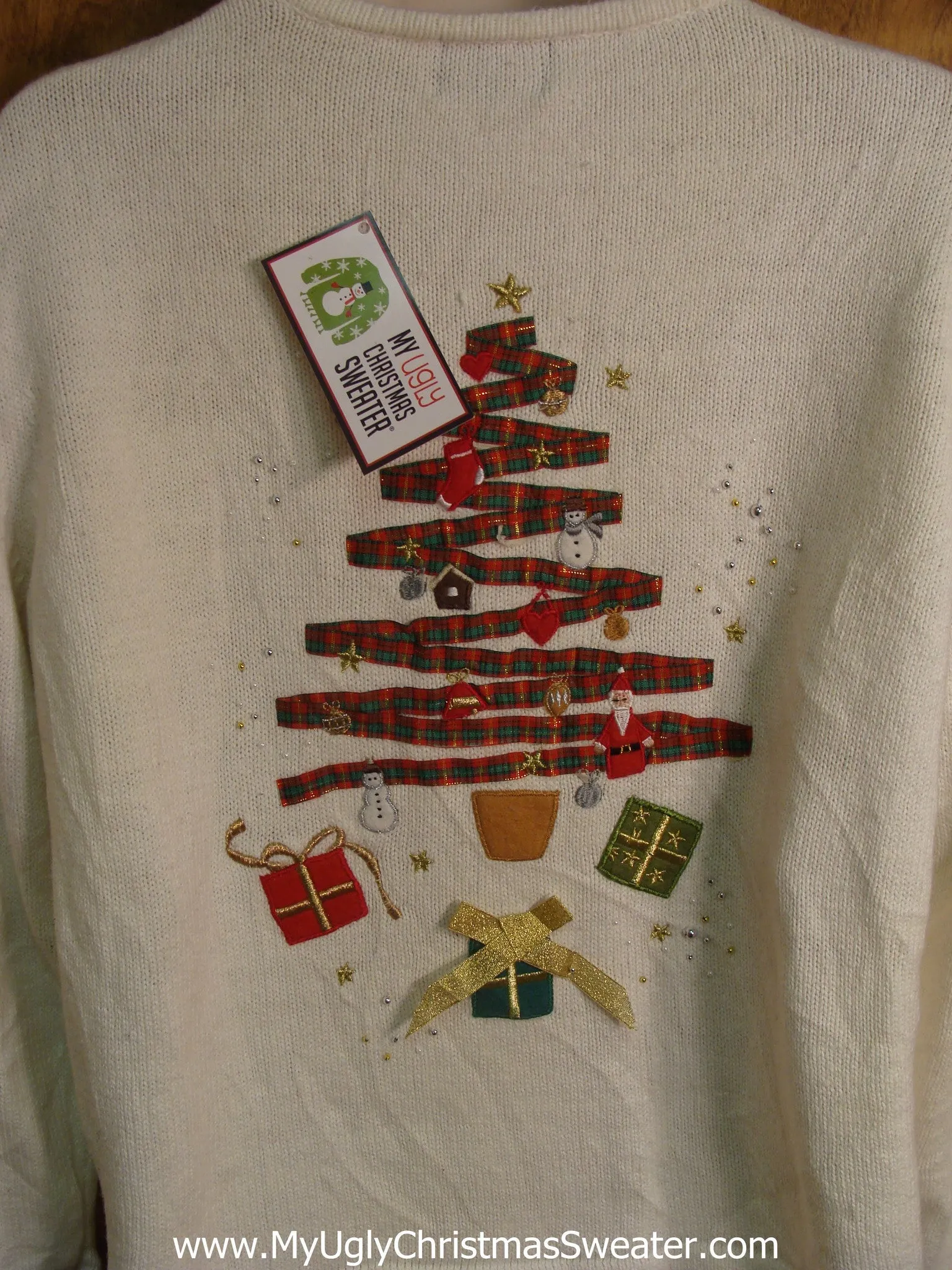 Holiday Ribbon Trees Ugly Christmas Sweater