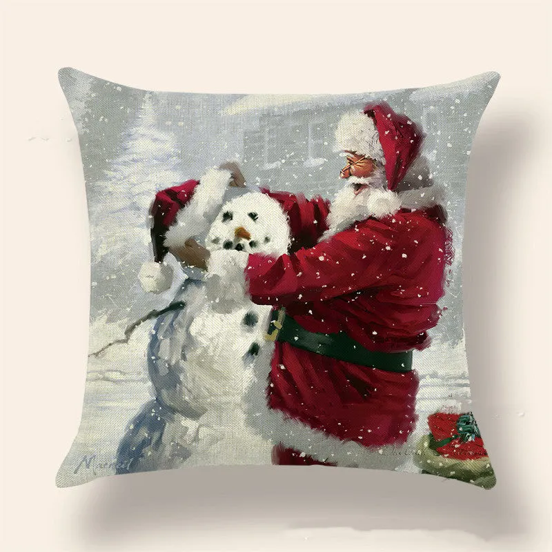 Home Fashion Christmas Printed Linen Pillowcase