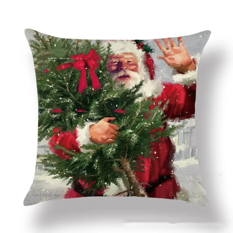 Home Fashion Christmas Printed Linen Pillowcase