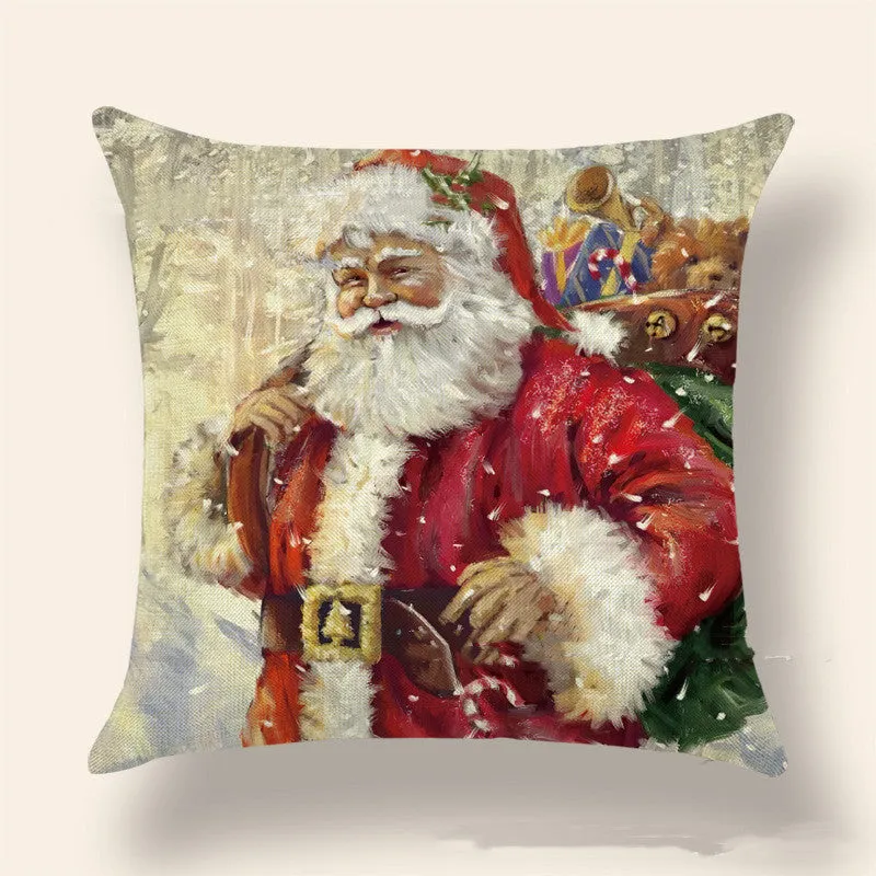 Home Fashion Christmas Printed Linen Pillowcase