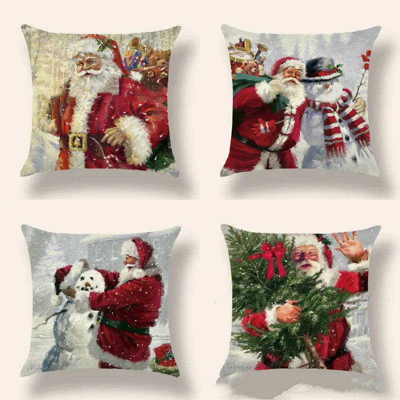 Home Fashion Christmas Printed Linen Pillowcase