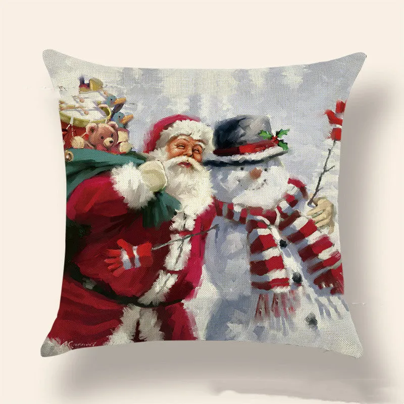 Home Fashion Christmas Printed Linen Pillowcase