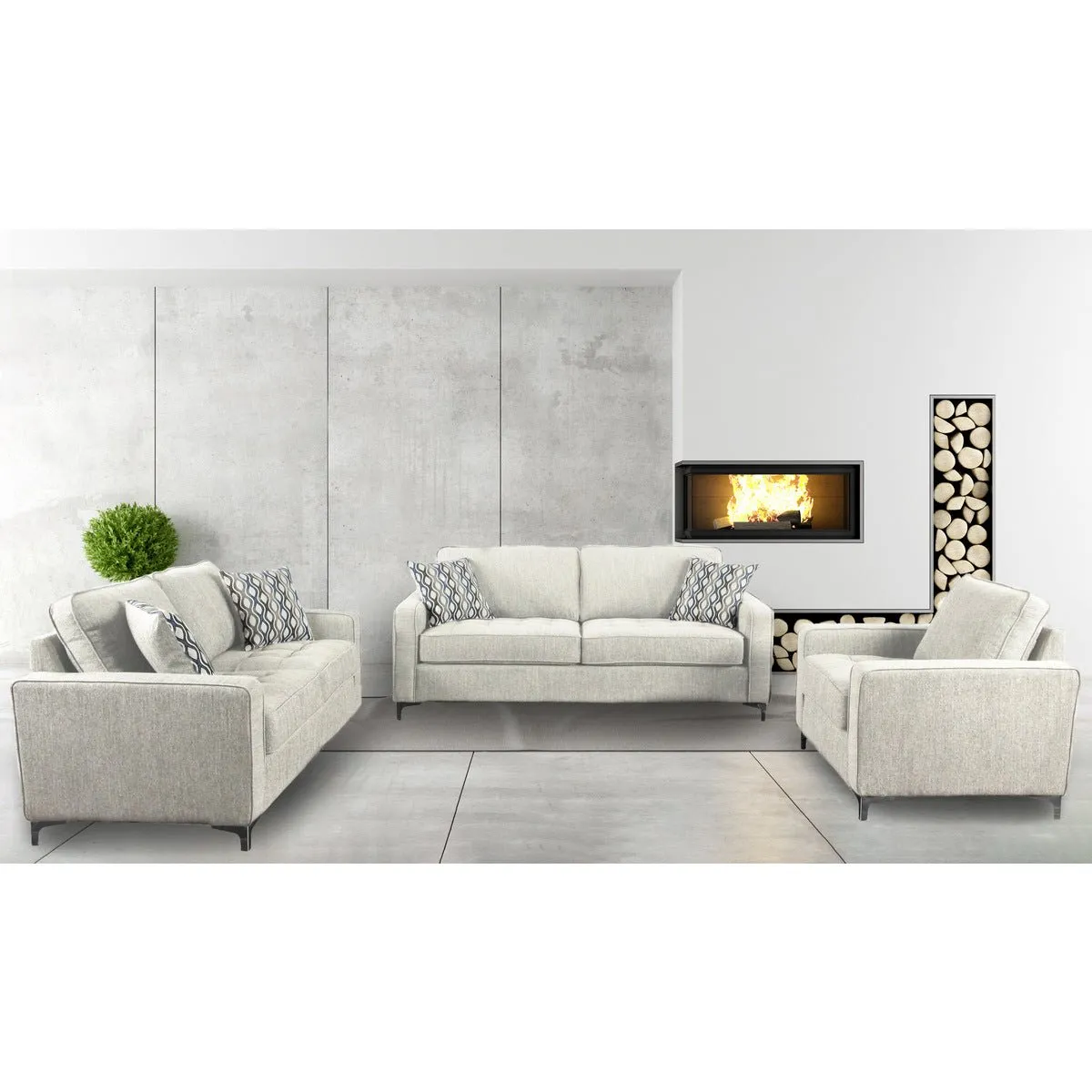 Hudson Platinum Sofa with 2 Pillows