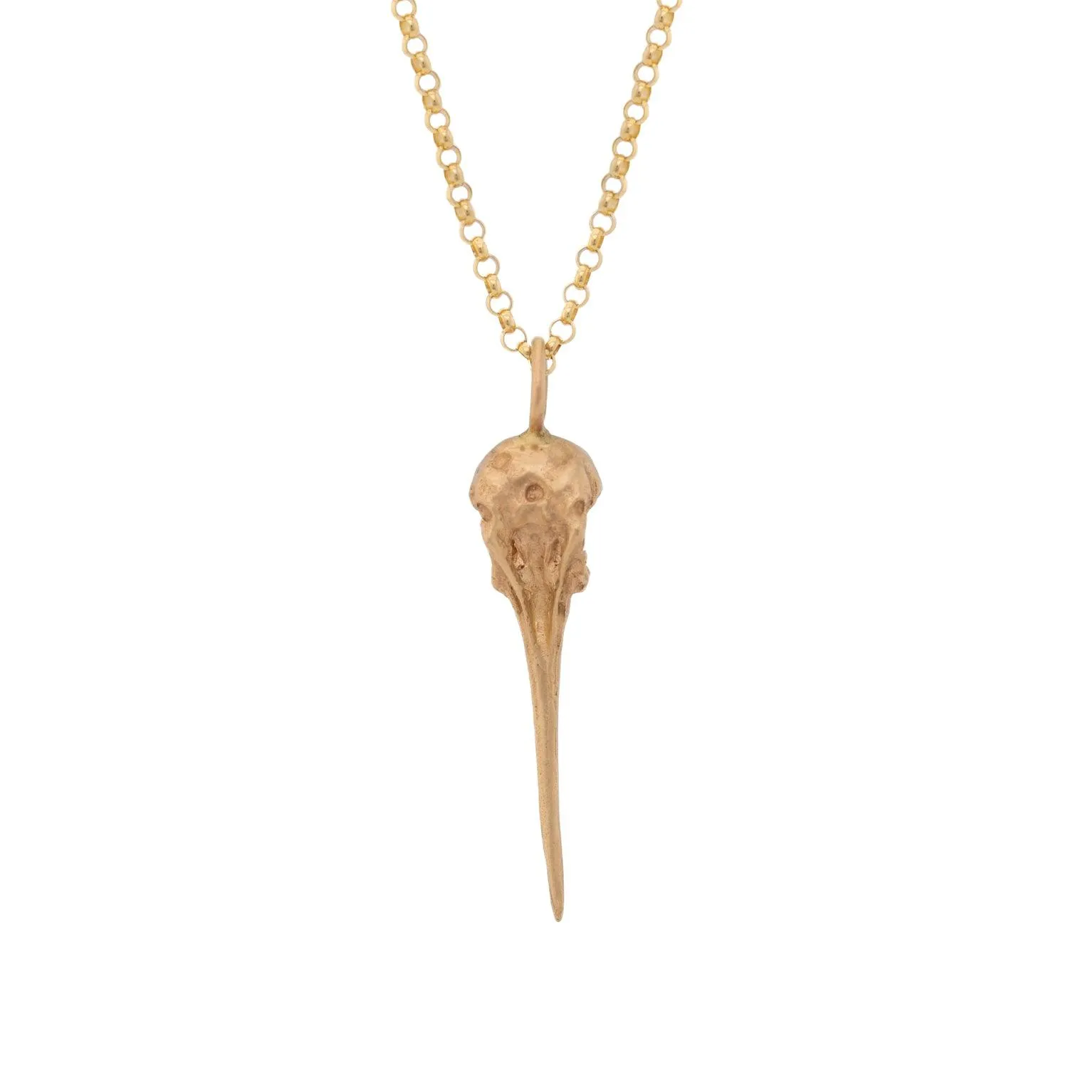 Hummingbird Skull 14k Gold Pendant