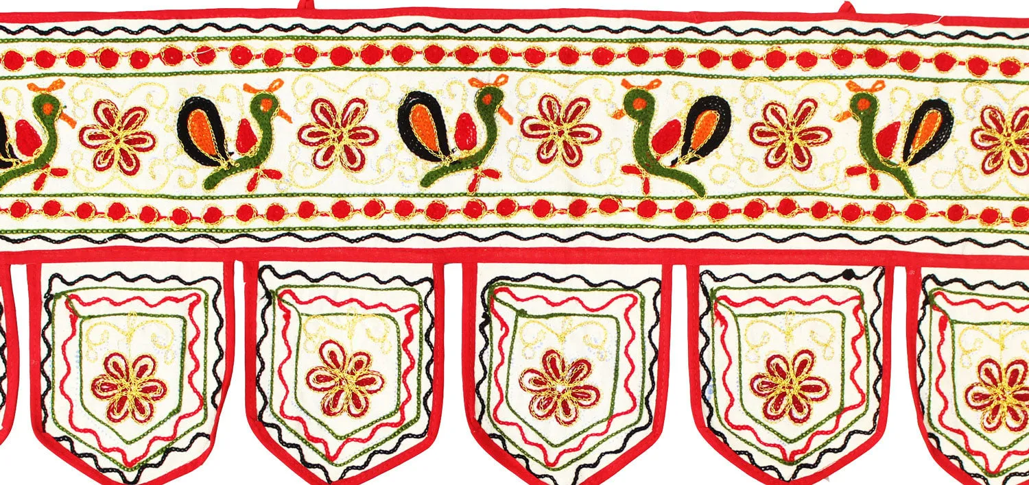 Indian Door Decoration Toran Window Valance Handmade (Off-White, 34 x 13 inches)