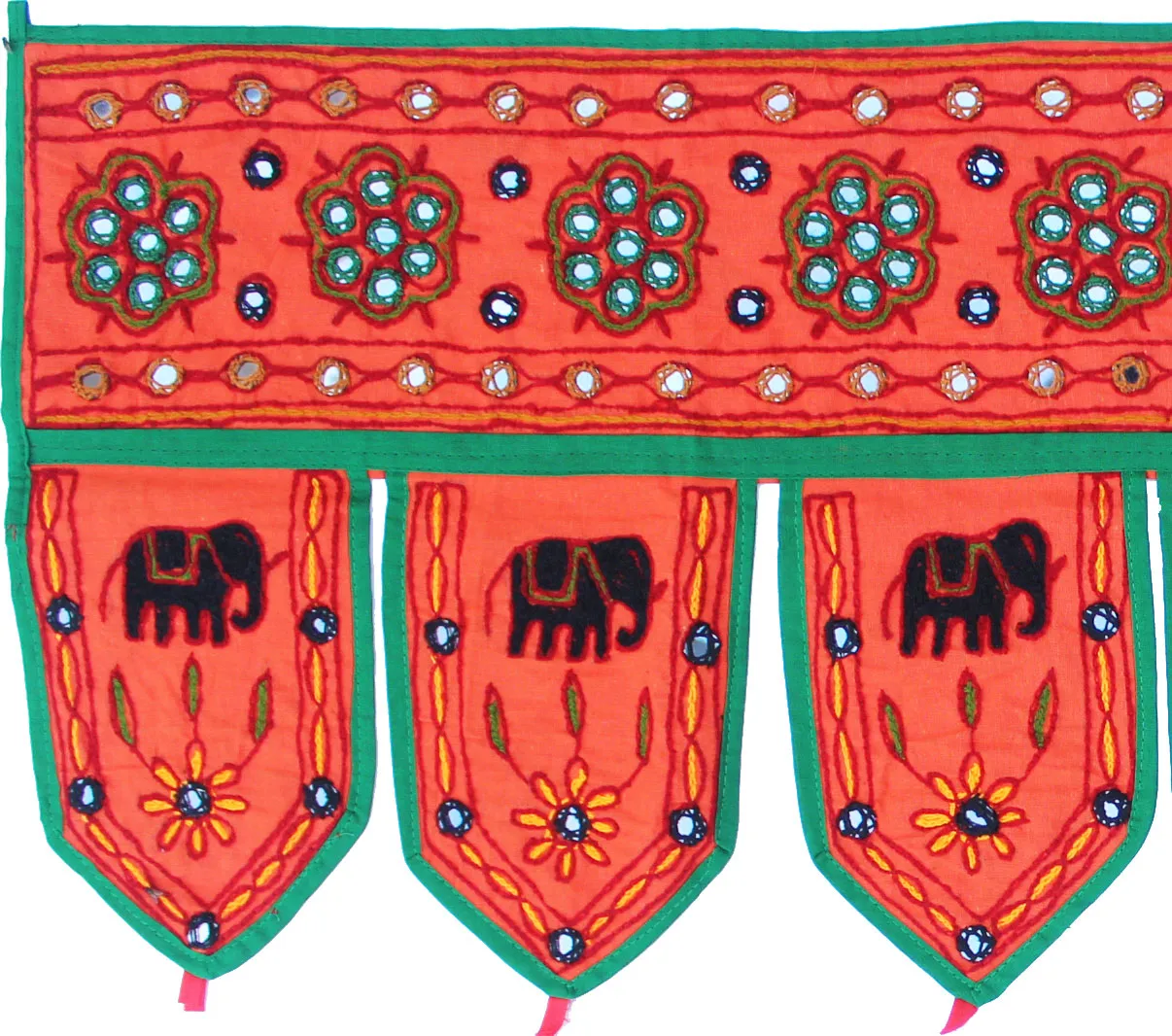 Indian Door Decoration Toran Window Valance Handmade (Orange, 38 x 13.5 inches)