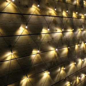 Indoor/Outdoor 8 Function LED Window Net Lights with Green Cable (150 Lights - 1M x 1.5M) - Warm White