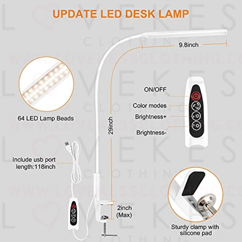 LED Desk Lamp, YOTUTUN Swing Arm Table Lamp with Clamp, Flexible Gooseneck Task Lamp, Eye-Caring Architect Desk Light, 3 Modes 10 Brightness Levels, Memory Function Desk Lamps for Home Office, 12W