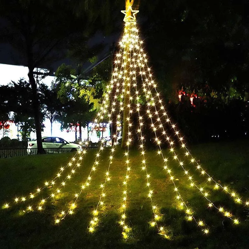 LED Five-pointed Star Waterfall Light To Decorate The Courtyard Outdoor