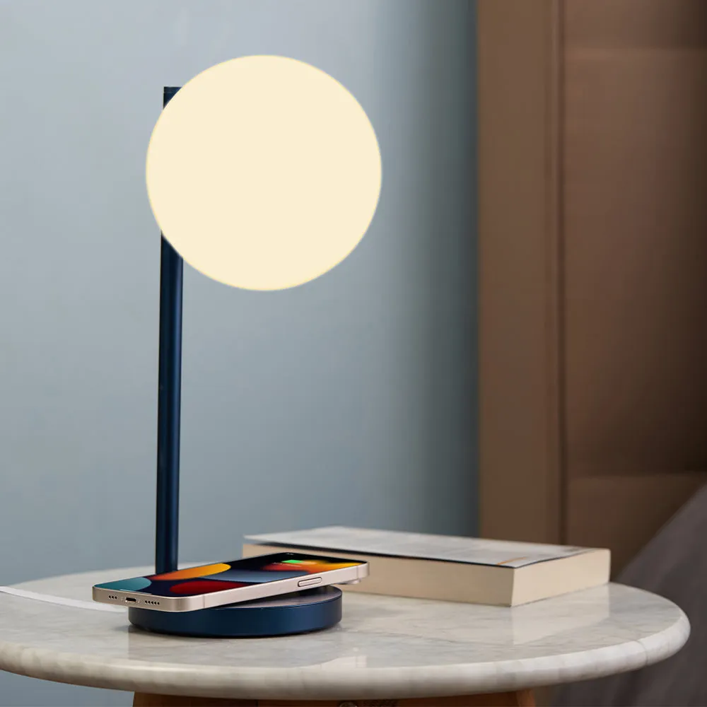 Lexon Bubble Desk Lamp With Built-In Wireless Charger - Blue