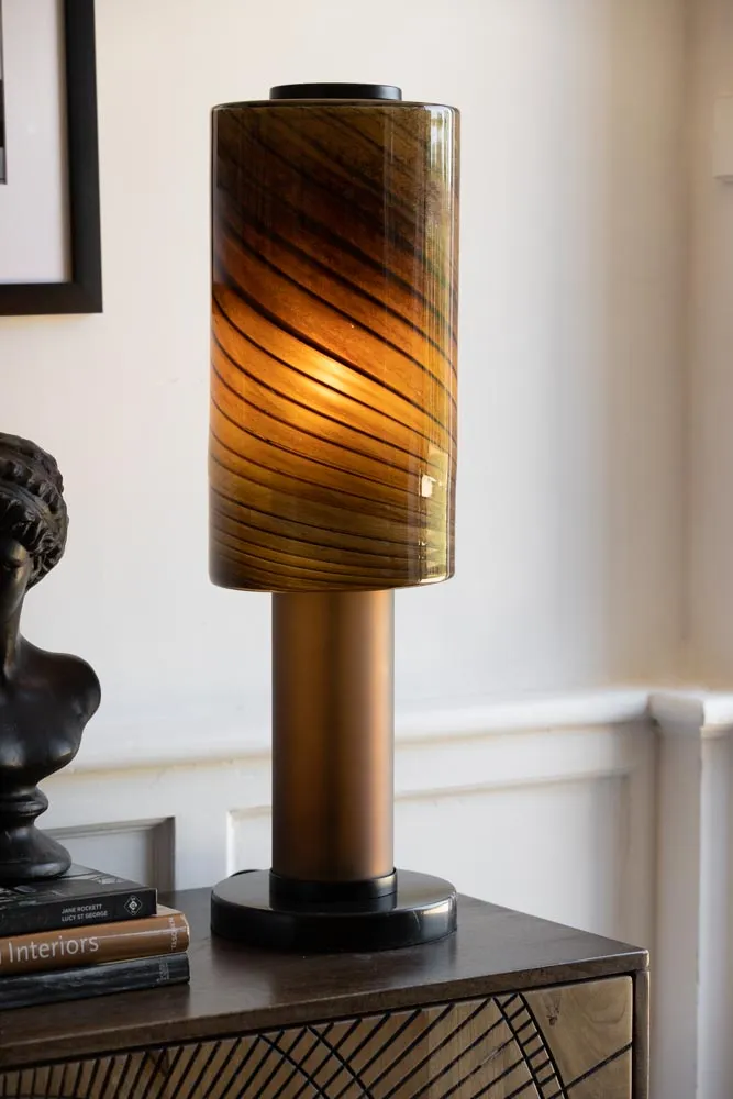 Mahogany Brown Marble Table Lamp