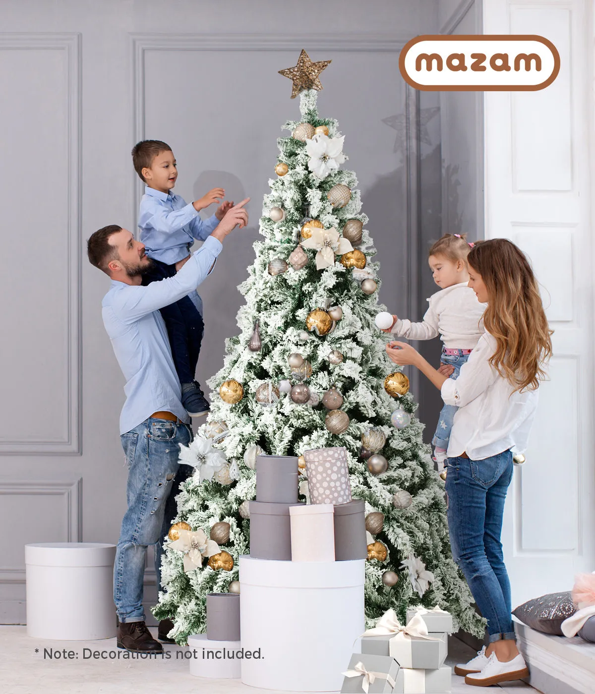 Mazam Christmas Tree 2.1M 7FT Xmas Trees Decoration White Snow Flocked 1050 Tips