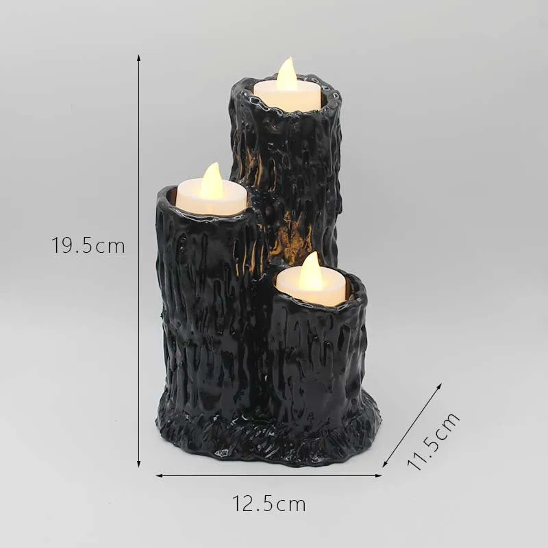 Melting Black Lava Candle Holder with 3 Candle spots