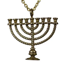 Menorah Peace Bronze Pendant Necklace on 20" Rolo Chain (Wholesale)