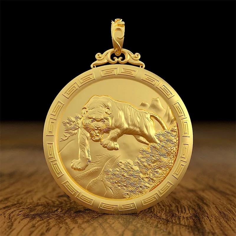 Men's Zodiac Mountain Tiger Pendant