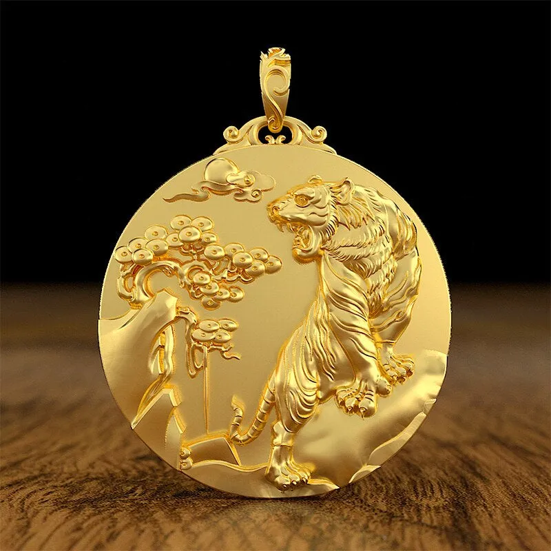 Men's Zodiac Mountain Tiger Pendant