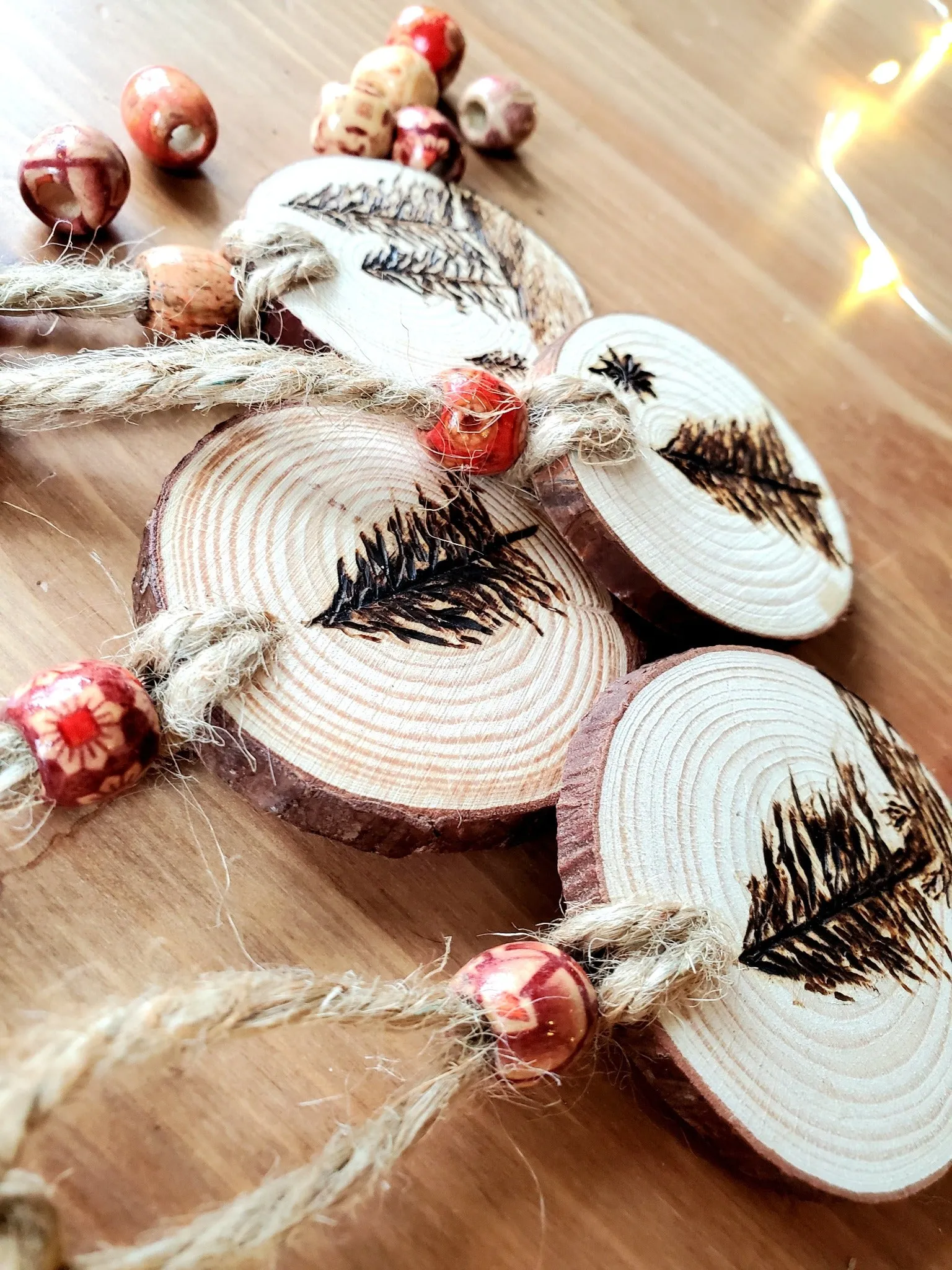 Minimalistic Natural Wood Burned Ornament