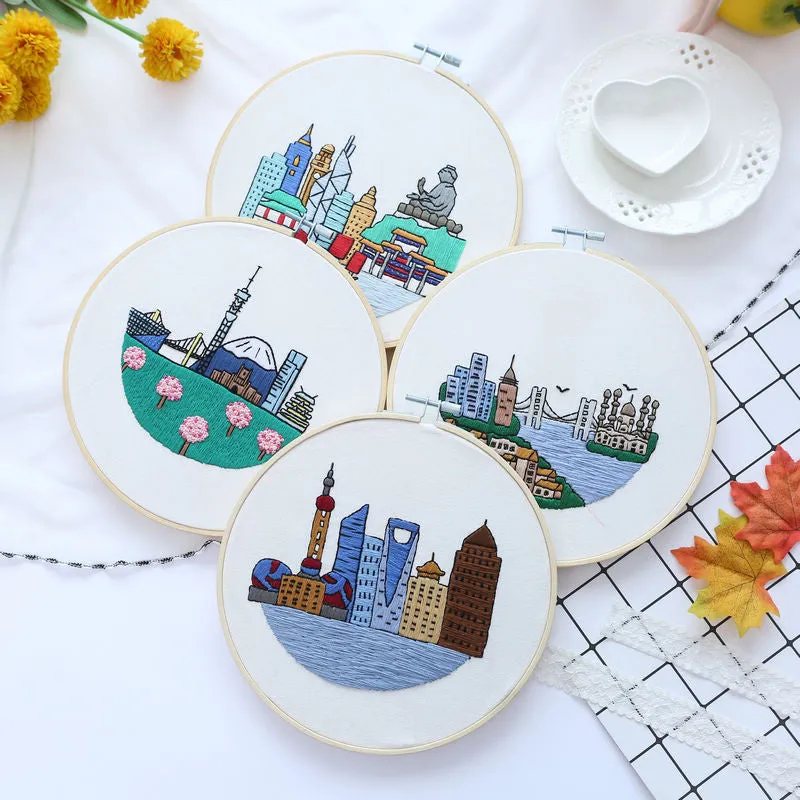 Morden City View Hand Embroidery Kit 20cm