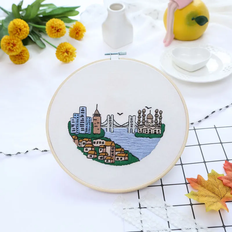 Morden City View Hand Embroidery Kit 20cm