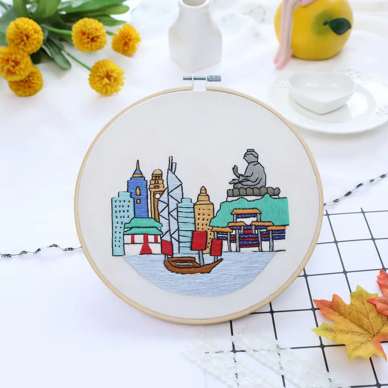 Morden City View Hand Embroidery Kit 20cm