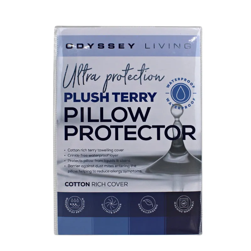 Odyssey Living Waterproof Plush Terry Pillow Protector