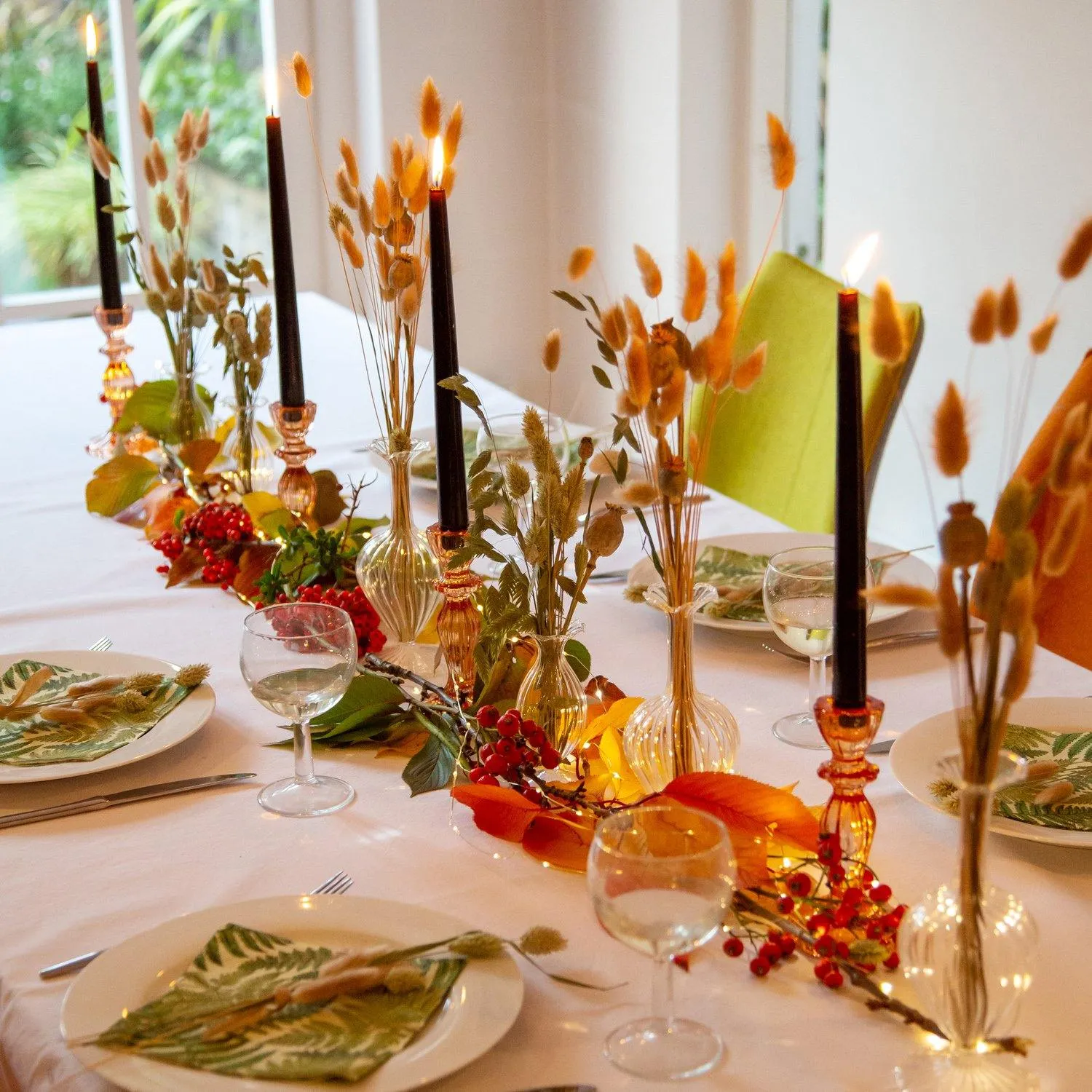 Orange Glass Candlestick Holder